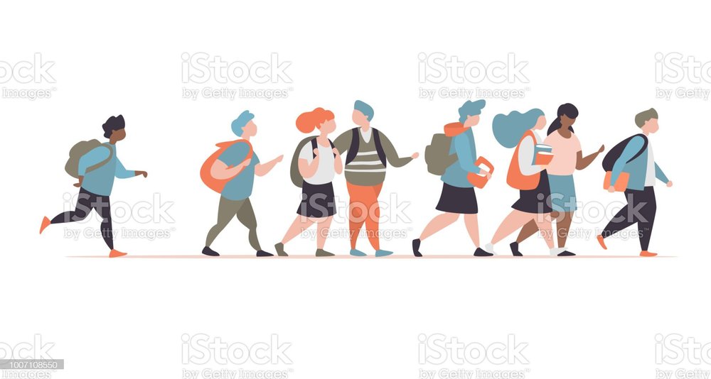 students walking to school